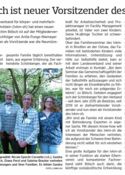 Zeitungsausschnitt mit dem Titel „Achim Bölsch ist neuer Vorsitzender des lvkm-sh“