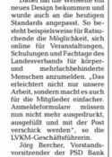 Zeitungsartikel über die Spende der PSD-Bank an den lvkm-sh
